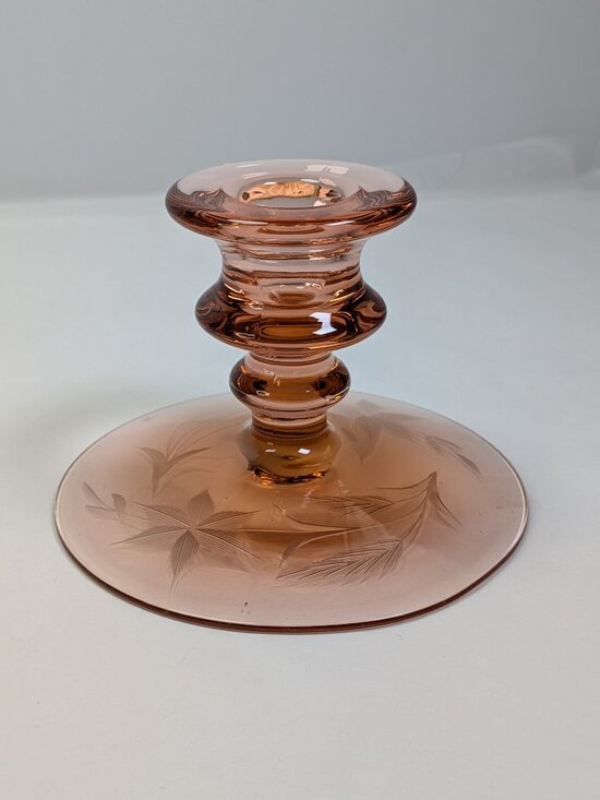 Vintage Other - Vintage 1930s Depression Elegant Pink Glass Candle Holder / Pedestal Stand